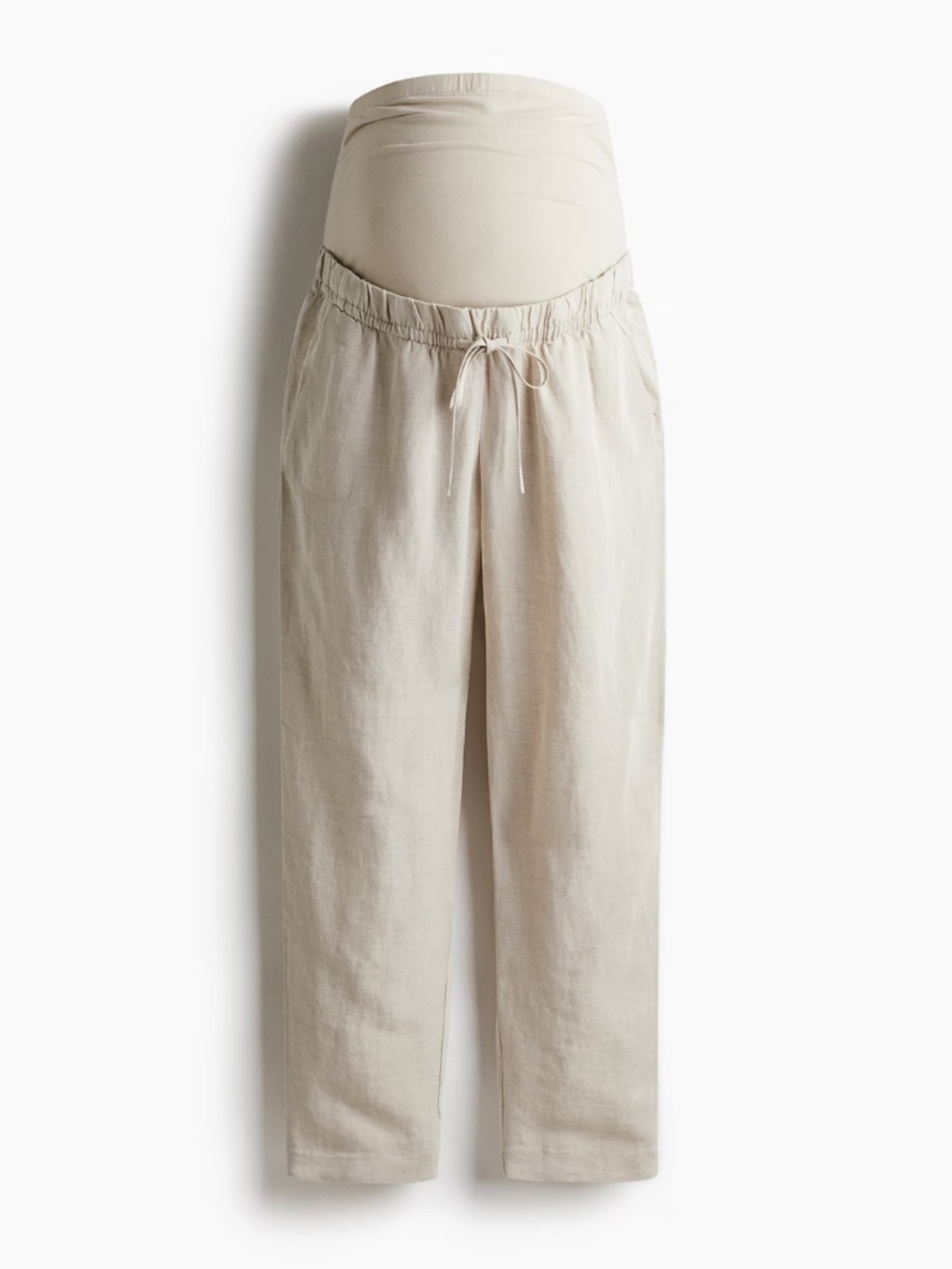 H&M Mama Linen-blend Maternity Pants Size S Light Beige